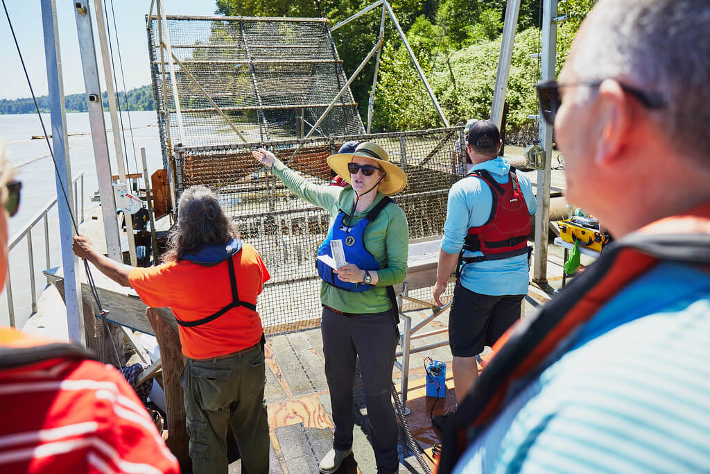 Touring a fish wheel in the Lower Fraser