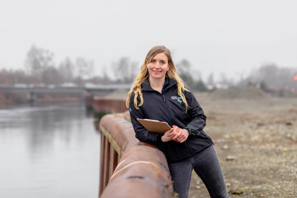 Caitlin Pierzchalski of Project Watershed stands at the Kus-kus-sum site