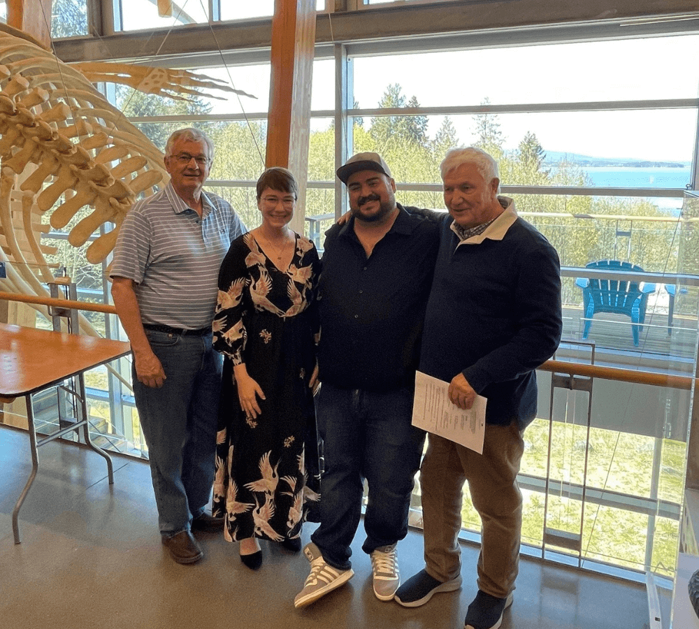 Scholarship winners pose with professors at the VIU award ceremony. 