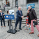 Former Premier John Horgan shakes hands with PSF's Michael Meneer in 2019 at the Wild Salmon Day event at the B.C. Legislature in Victoria.