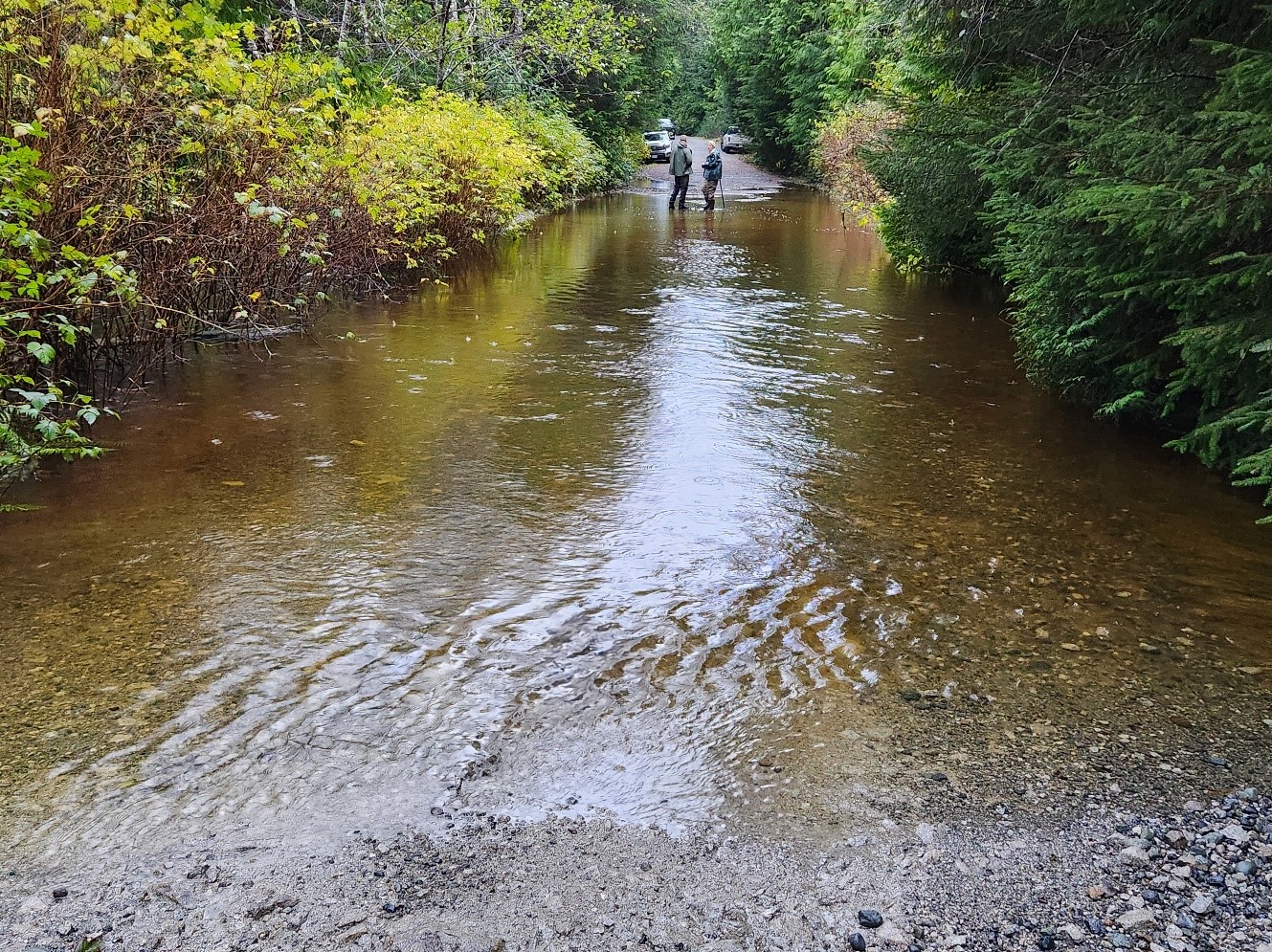 A flooded road in Ucluelet.