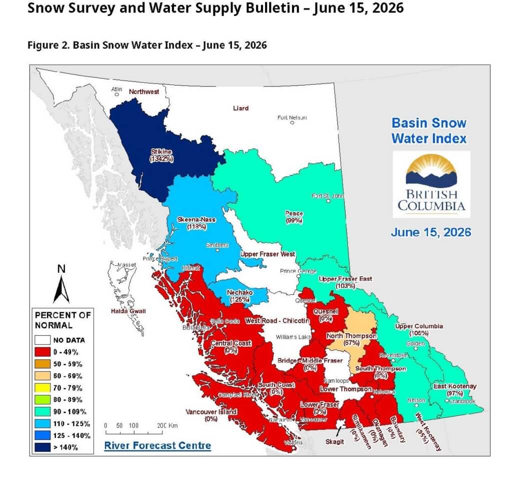 BC snowpack June 15, 2026